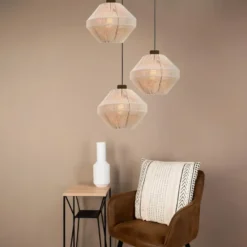 EGLO Orimini Hanglamp - E27 - Ø 48 cm - Crème/Brons - Textiel