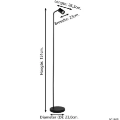 EGLO Rigomagno Vloerlamp - GU10 - H 151 cm - Staal - Zwart