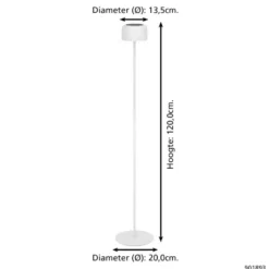 EGLO Roccanova-L Vloerlamp - Solar - 120 cm - Wit - Oplaadbaar