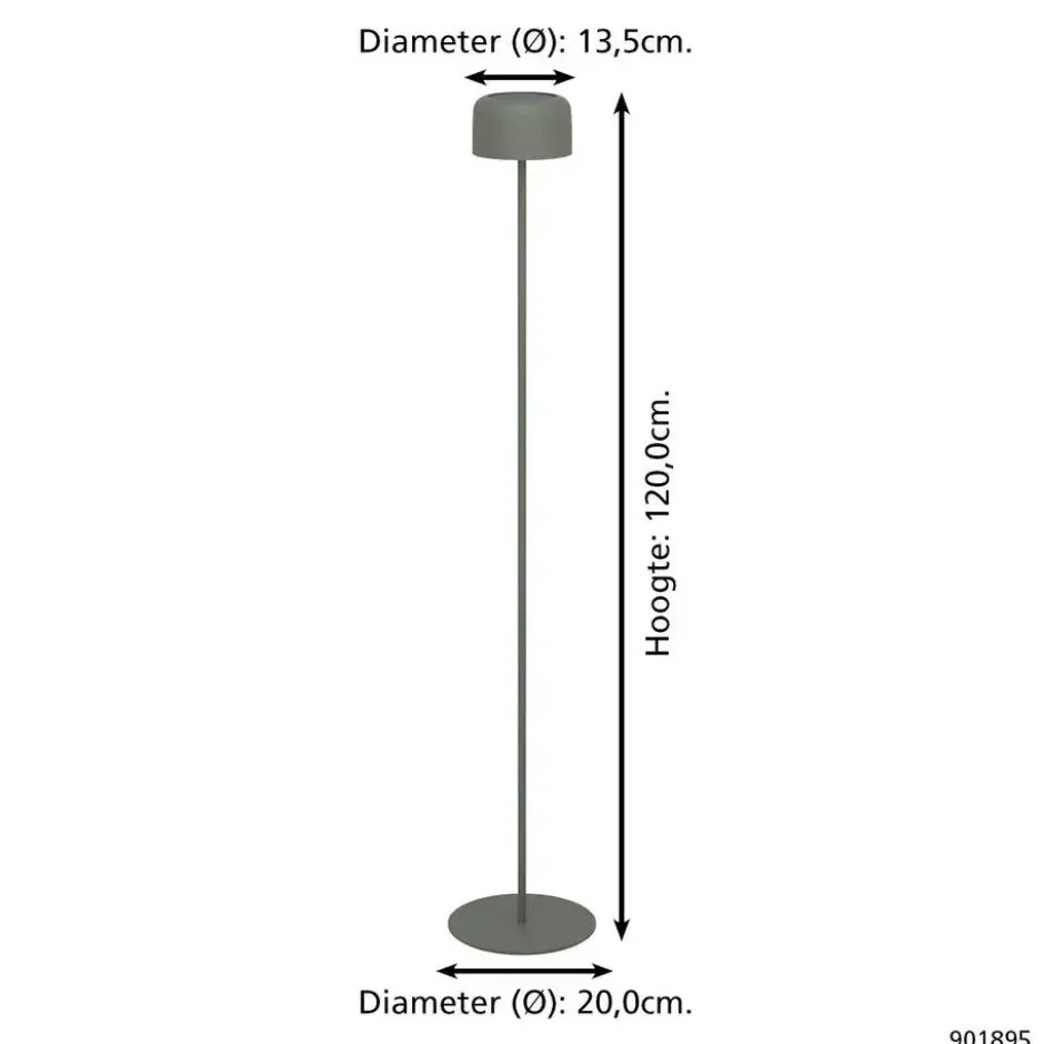 EGLO Roccanova-L Vloerlamp - Solar - 120 cm - Groen - Oplaadbaar