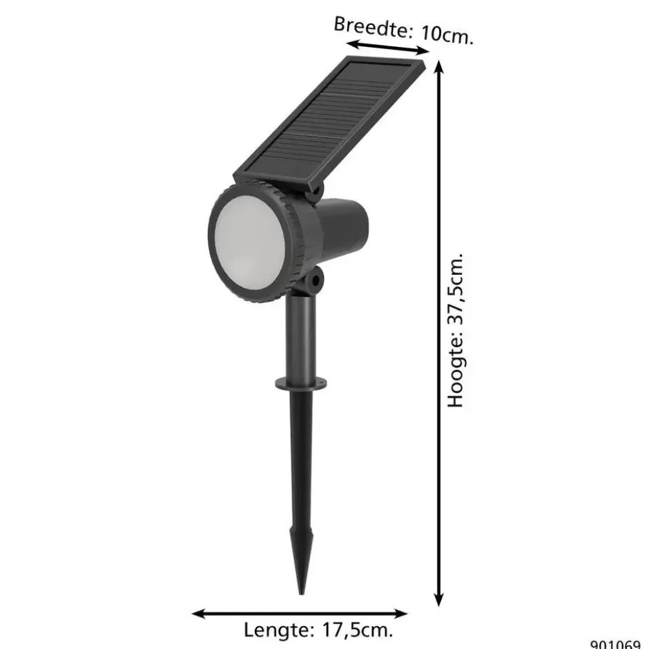 EGLO Sambuco Solar Prikspot - LED - 37,5 cm - Zwart