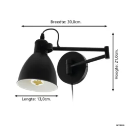 EGLOSanPeriWandlamp-E27-30cm-Zwart