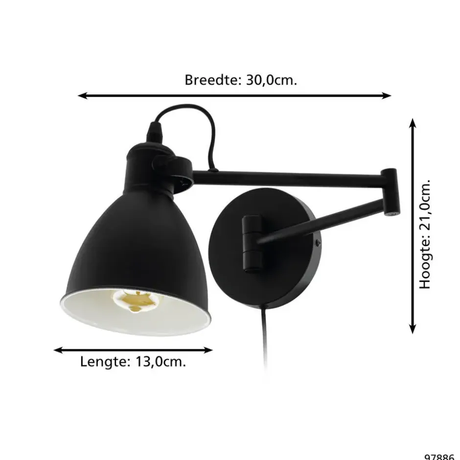 EGLOSanPeriWandlamp-E27-30cm-Zwart