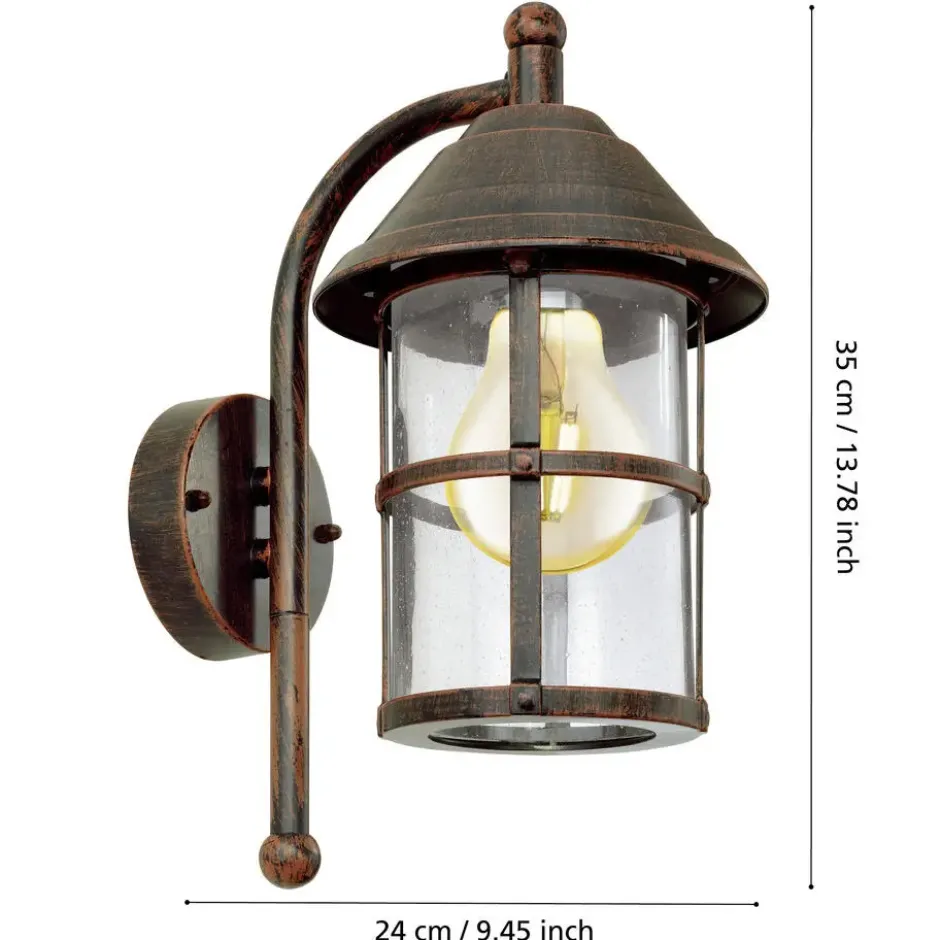 EGLOSanTelmo-Buitenverlichting-Wandlamp-Antiek-Bruin-Helder