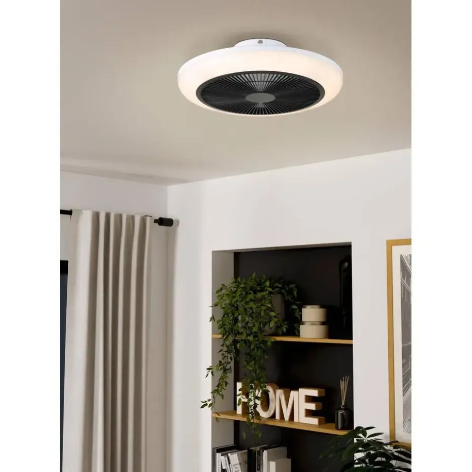 EGLO Sayulita 1 Plafondlamp met ventilator - 46 cm - Zwart/Wit - 3 Standen