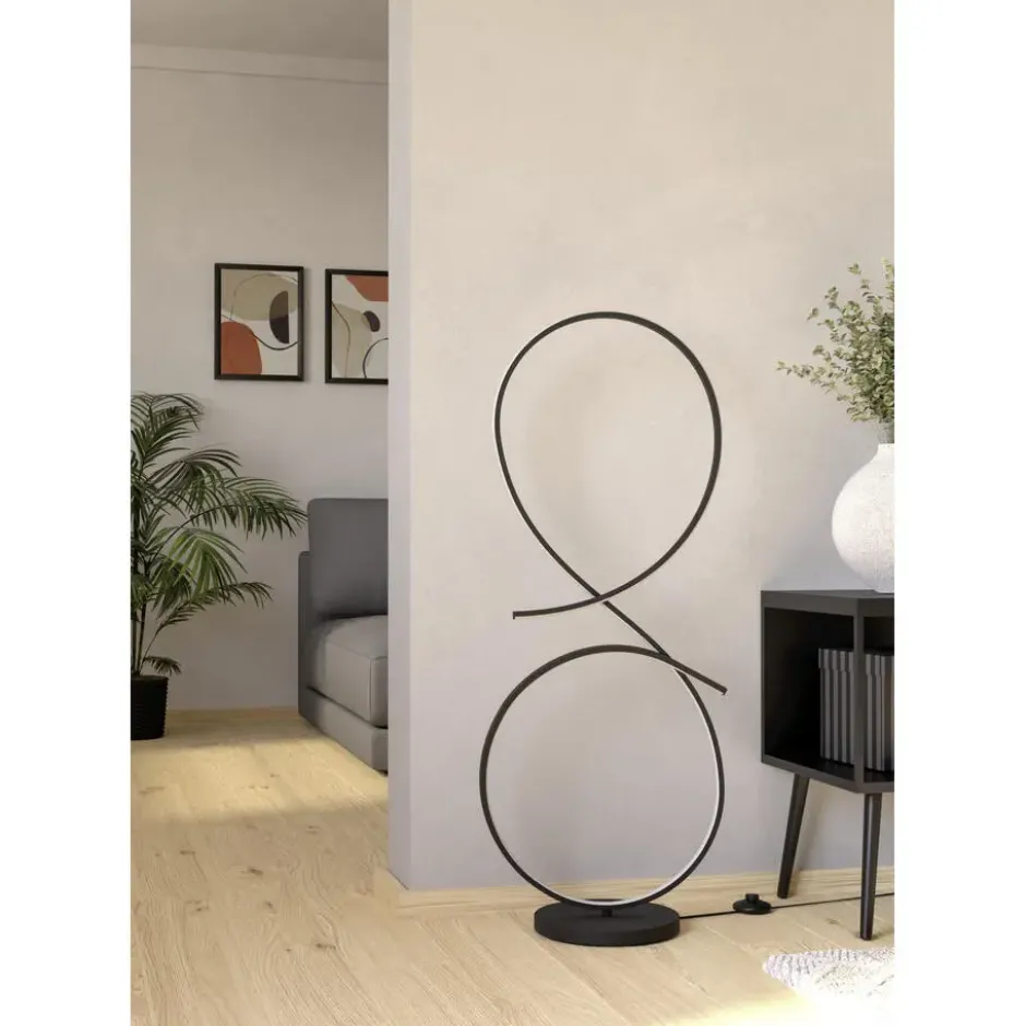 EGLO Serpins Vloerlamp - LED - 107 cm - Zwart/Wit