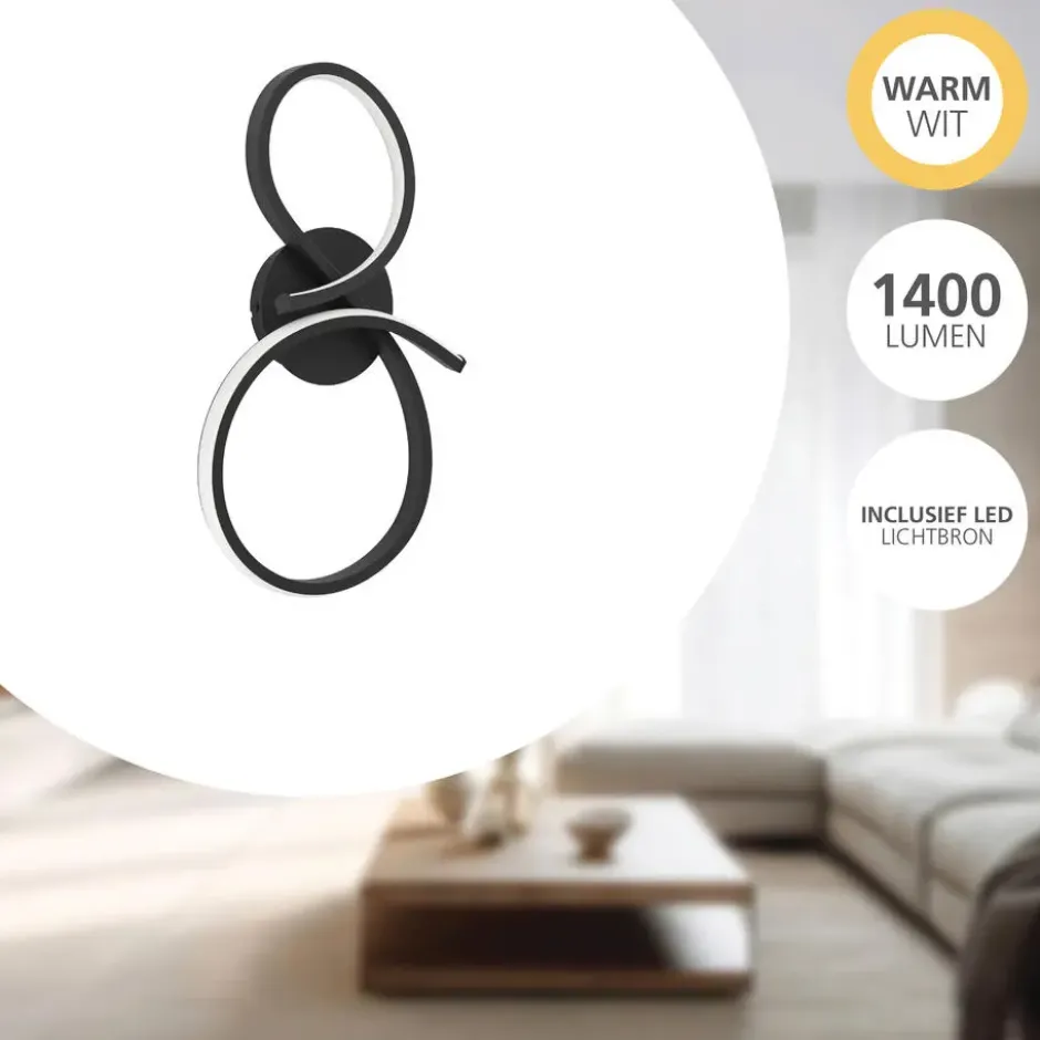 EGLO Serpins Wandlamp - LED - 40 cm - Zwart/Wit