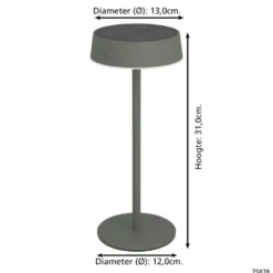EGLO Simeri Tafellamp Buiten - Solar - 31 cm - Groen - Oplaadbaar
