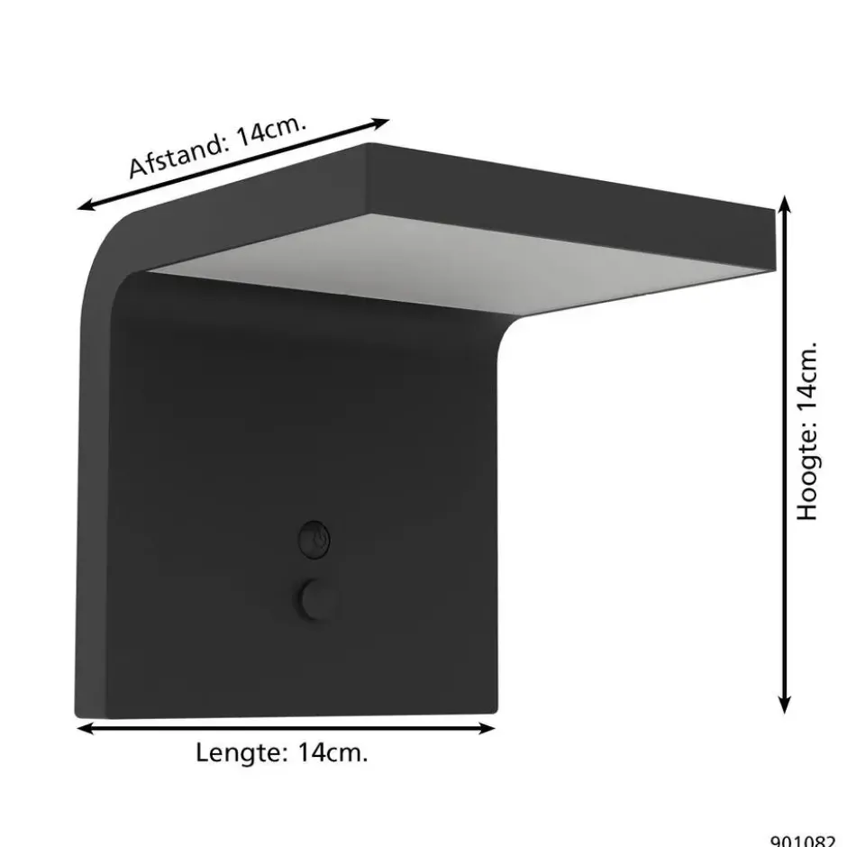 EGLO Spiante Solar Wandlamp - LED - 14 cm - Zwart/Wit