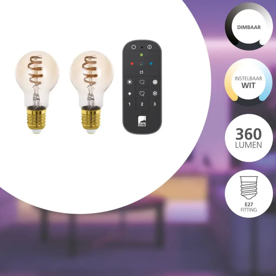 EGLO starter-z Starterspakket - 2x E27 Spiral LED lampen - Afstandsbediening