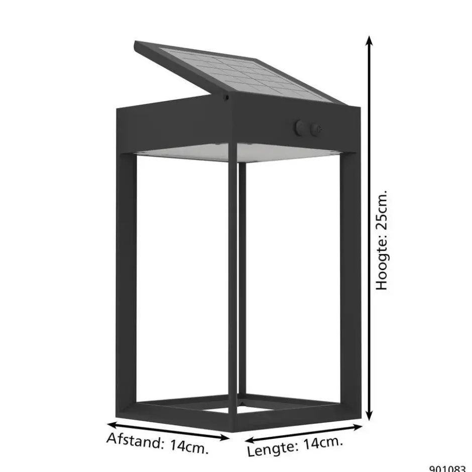 EGLO Suzzara Solar Wandlamp - LED - 25 cm - Zwart