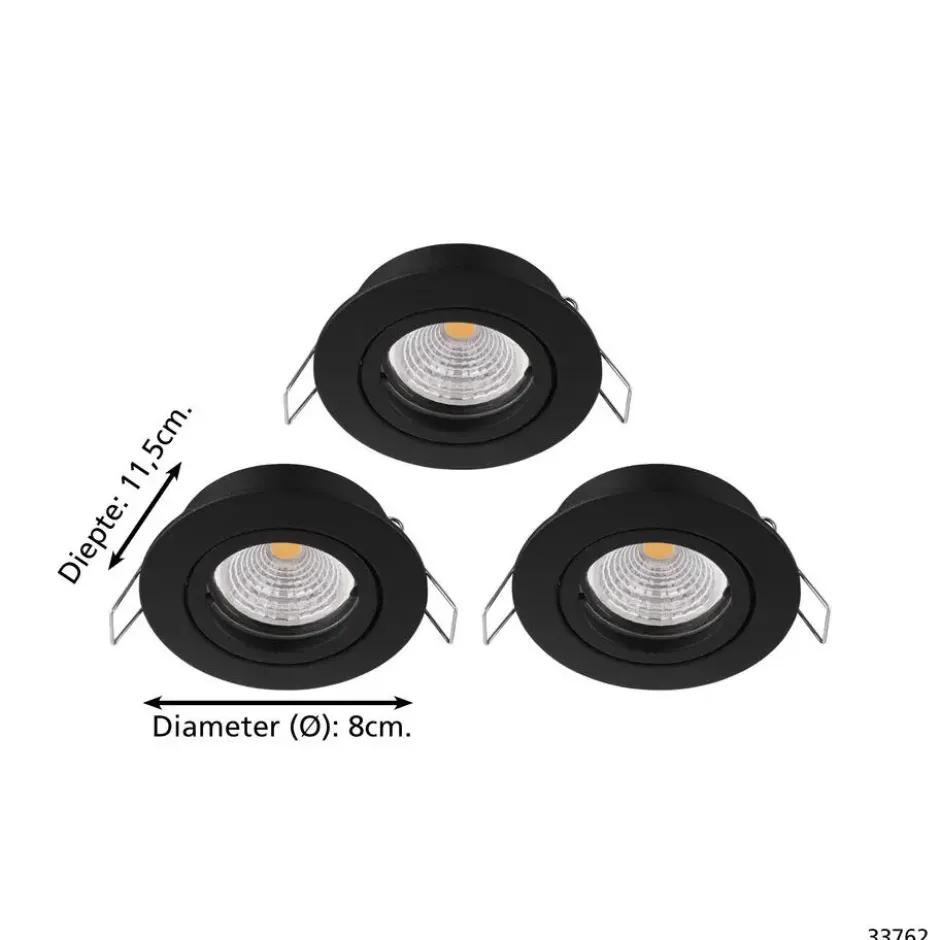 EGLOTedo1Inbouwspot-GU10-Ø8cm-Zwart