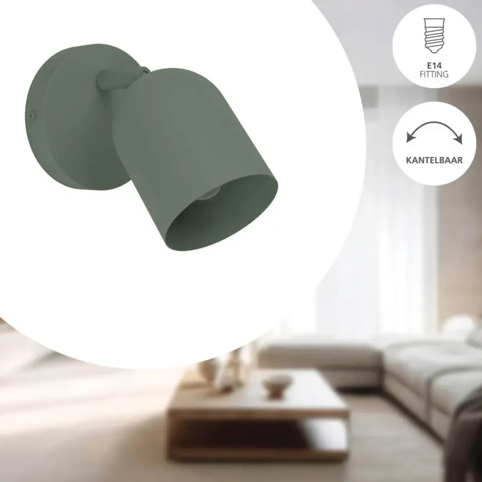 EGLO Tilston Spot - E14 - 12 cm - Groen - Kantelbaar