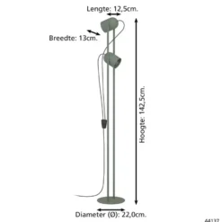EGLO Tilston Vloerlamp - E14 - 142.5 cm - Groen - Kantelbaar
