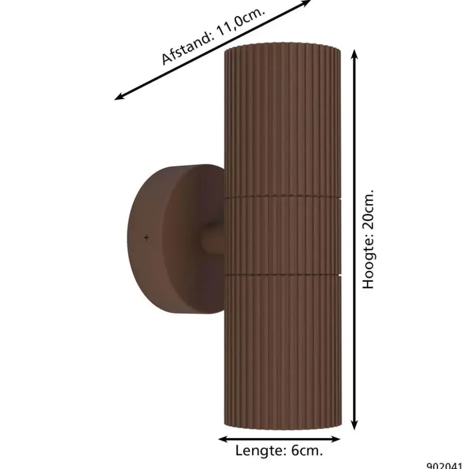 EGLO Tomelloso Wandlamp Buiten - GU10 - 20 cm - Donker Bruin