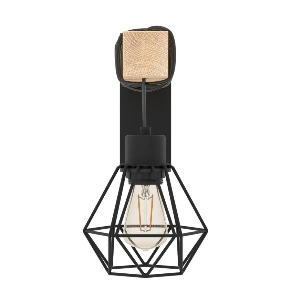 EGLO Townshend 5 Wandlamp - E27 - 27,5 cm - Hout - Zwart/Bruin