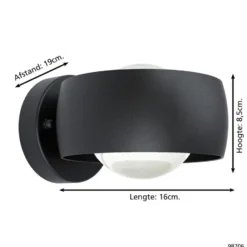 EGLO Treviolo 1 Wandlamp - LED - 16 cm - Zwart