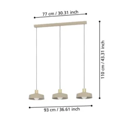 EGLO Valdiola Hanglamp - E27 - 93 cm - Beige/Goud - Staal