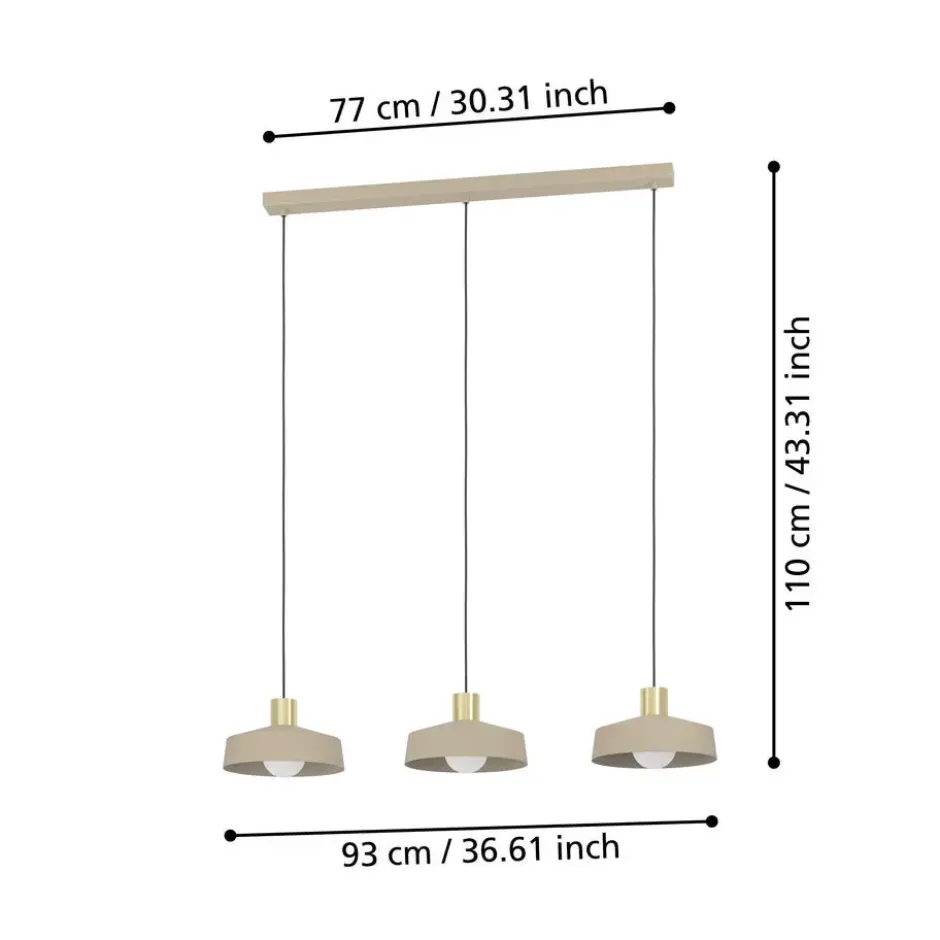 EGLO Valdiola Hanglamp - E27 - 93 cm - Beige/Goud - Staal