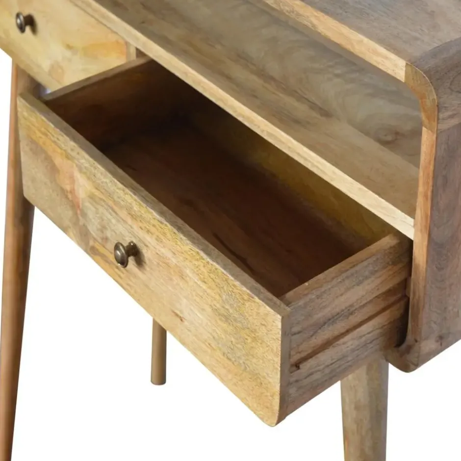 Eiken-achtige Gebogen Sidetable met Open Sleuf