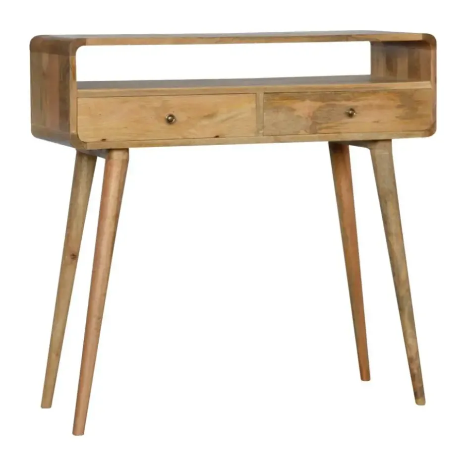 Eiken-achtige Gebogen Sidetable met Open Sleuf