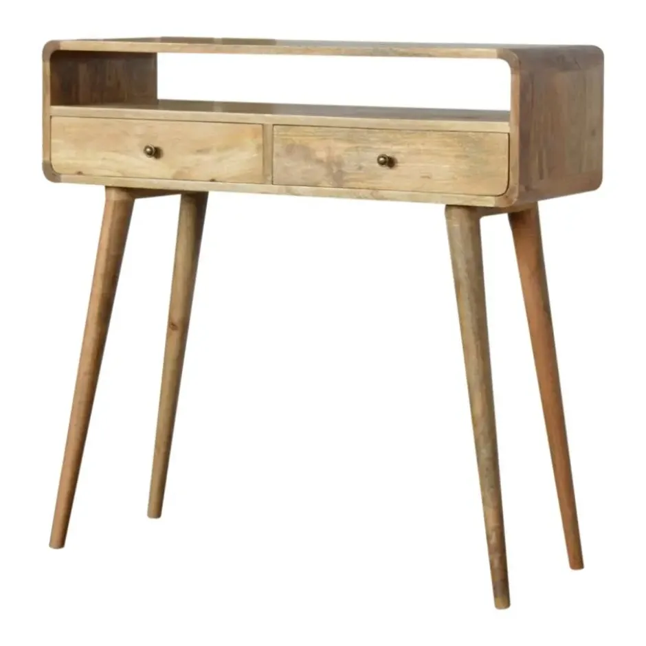 Eiken-achtige Gebogen Sidetable met Open Sleuf