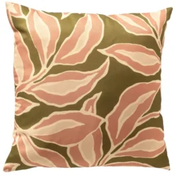ELARA - buitenkussen 40x40 cm - bladmotief - Muted Clay - roze