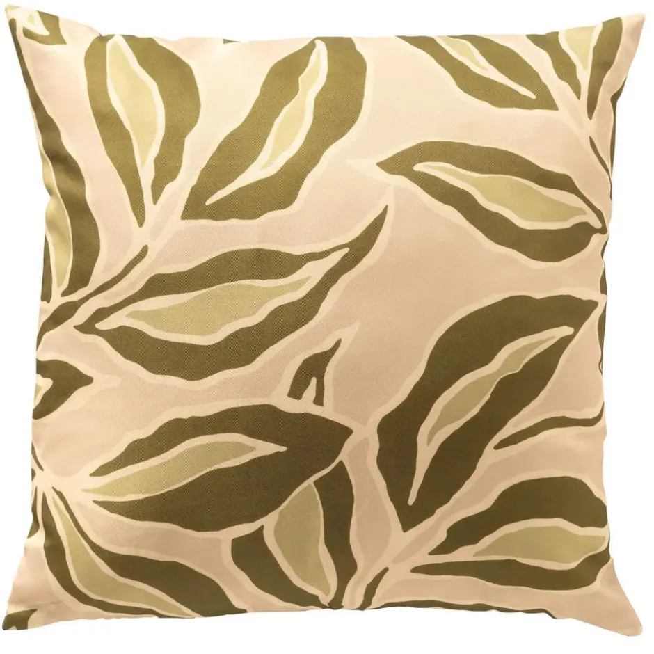 ELARA - buitenkussen 40x40 cm - bladmotief - Semolina - beige