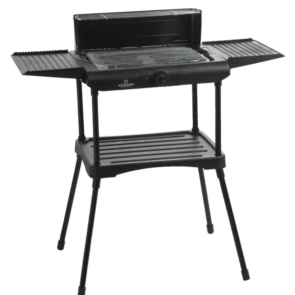 Elektrische barbecue op voet - zwart - 130x50x32 cm