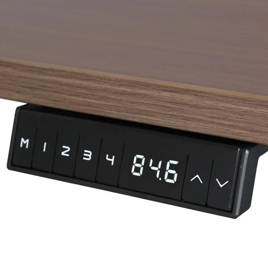 Elektrisch verstelbaar bureau - 140x80 cm - Single motor - Wit / Donker eiken