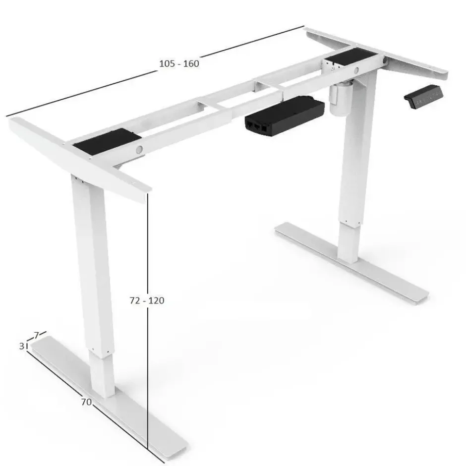 Elektrisch verstelbaar bureau - 140x80 cm - Single motor - Wit / Donker eiken