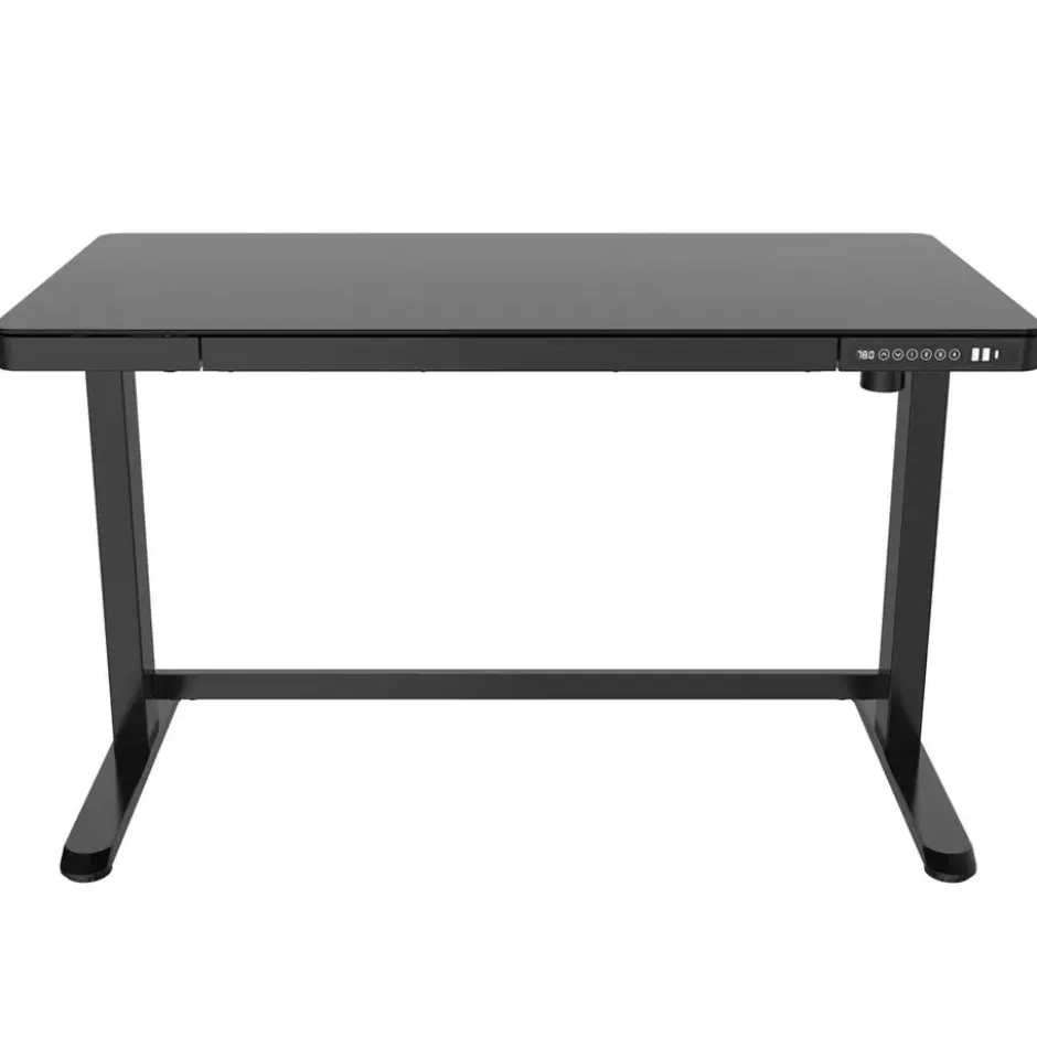 Elektrisch verstelbaar bureau / thuiswerkplek - 120x60 cm - Glas zwart