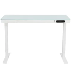 Elektrisch verstelbaar bureau / thuiswerkplek - 120x60 cm - Glas wit