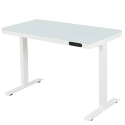 Elektrisch verstelbaar bureau / thuiswerkplek - 120x60 cm - Glas wit