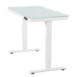 Elektrisch verstelbaar bureau / thuiswerkplek - 120x60 cm - Glas wit