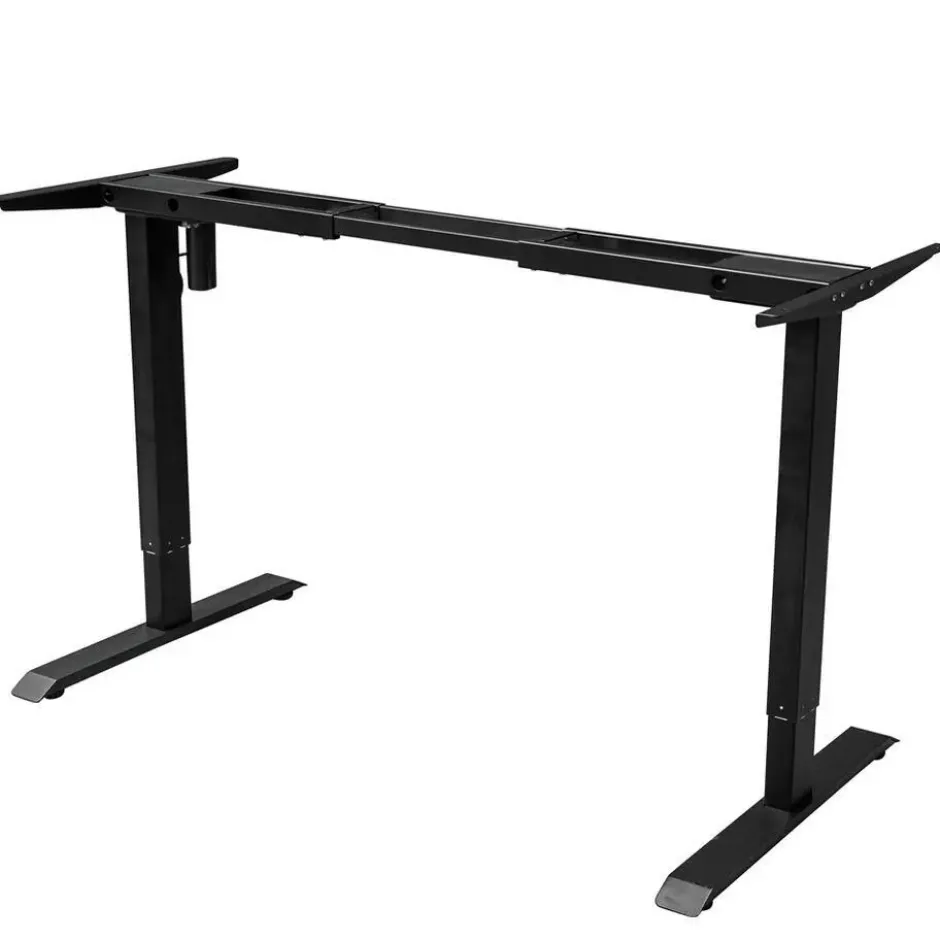 Elektrisch verstelbaar bureau - 140x80 cm - Single motor - Zwart / Eiken