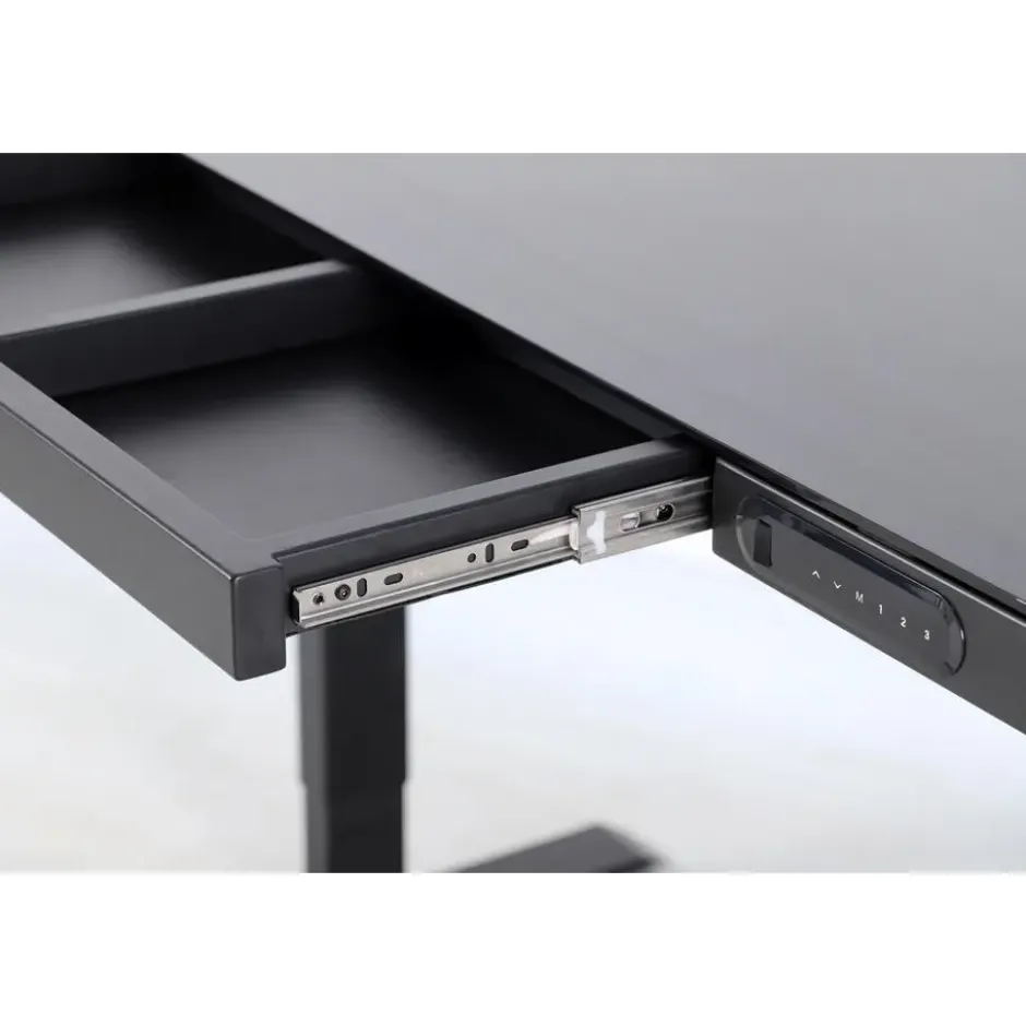 Elektrisch verstelbaar bureau / thuiswerkplek - 120x60 cm - Glas zwar