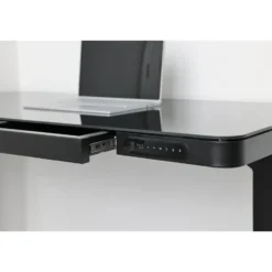Elektrisch verstelbaar bureau / thuiswerkplek - 120x60 cm - Glas zwar