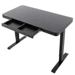 Elektrisch verstelbaar bureau / thuiswerkplek - 120x60 cm - Glas zwar