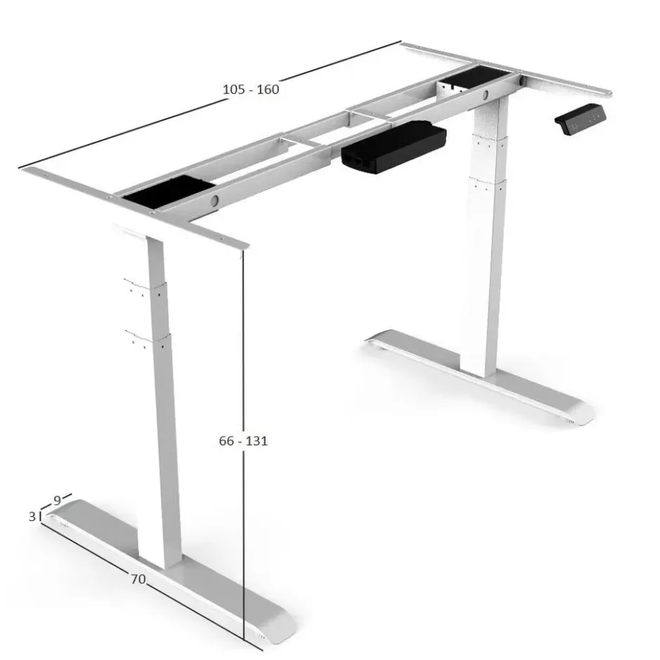 Elektrisch verstelbaar bureau - 140x80 cm - Dual motor - Wit