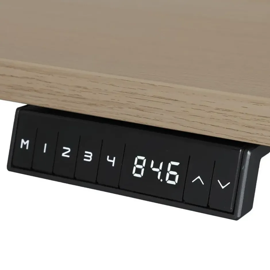 Elektrisch verstelbaar bureau - 180x80 cm - Dual motor - Wit / Eiken