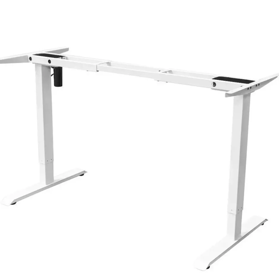 Elektrisch verstelbaar bureau - 160x80 cm - Single motor - Wit / Licht eiken