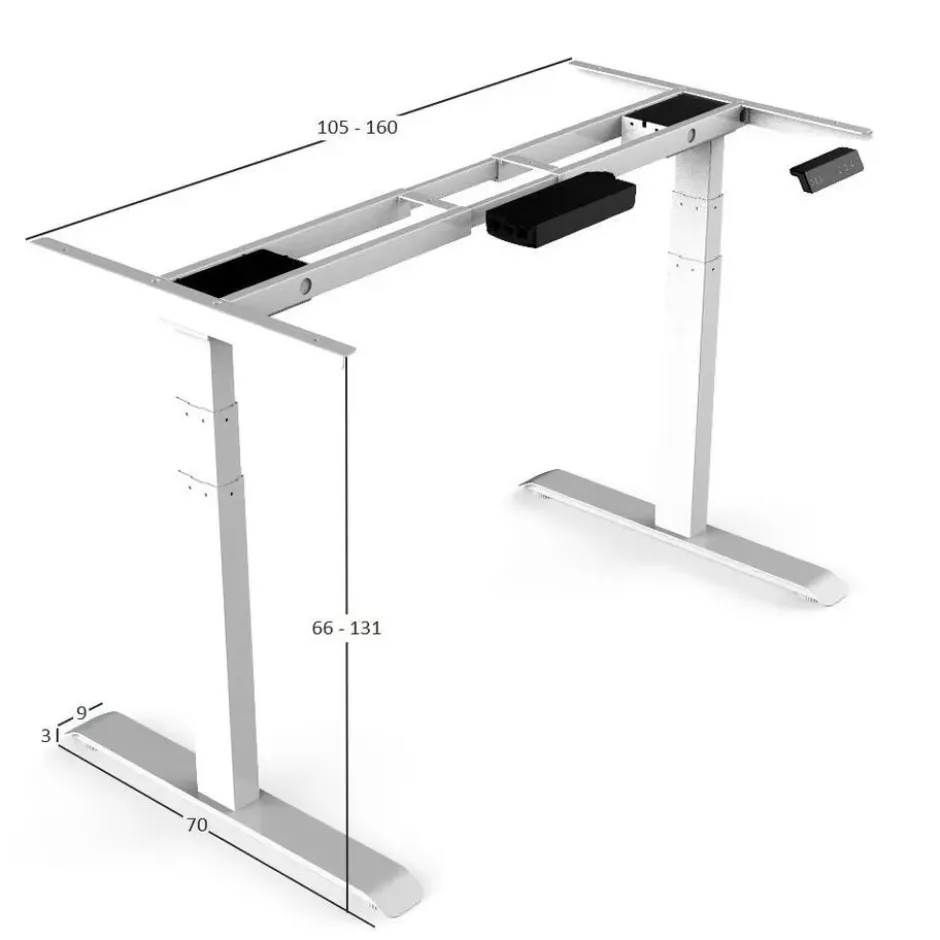Elektrisch verstelbaar bureau - 180x80 cm - Dual motor - Zwart / Eiken