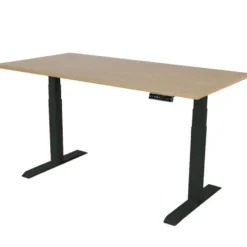Elektrisch verstelbaar bureau - 180x80 cm - Dual motor - Zwart / Eiken