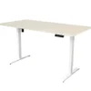 Elektrisch verstelbaar bureau - 140x80 cm - Single motor - Wit / Licht eiken