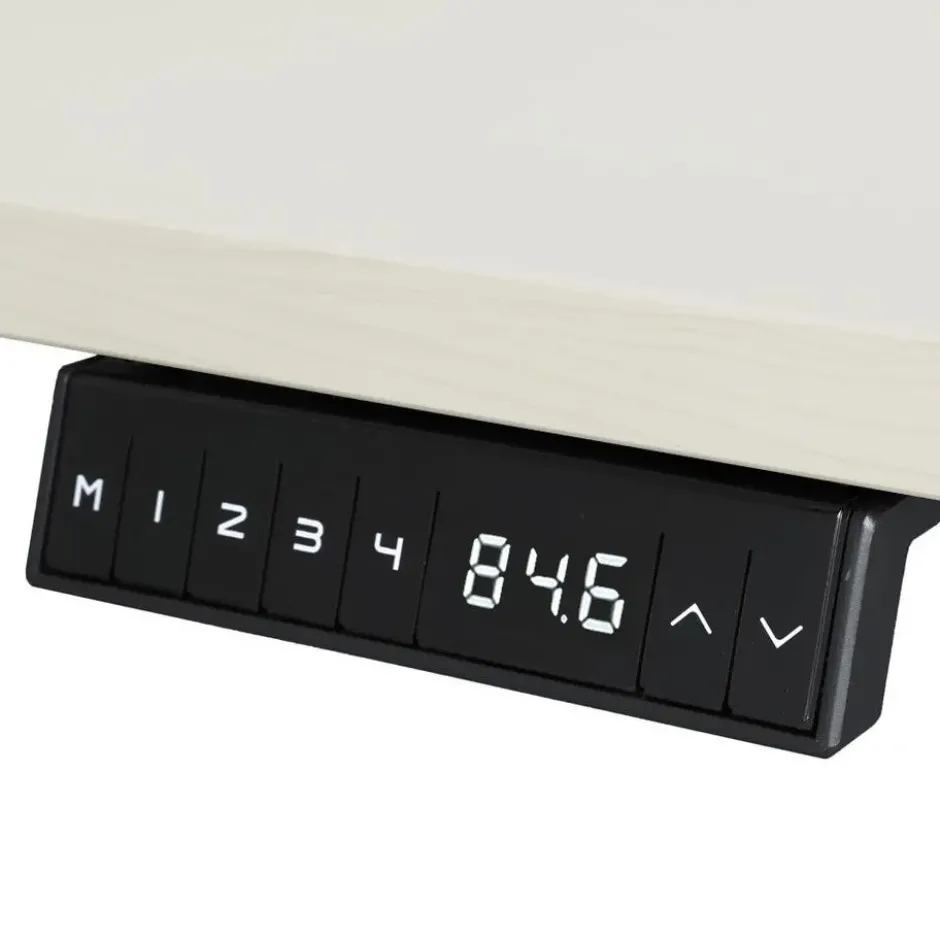 Elektrisch verstelbaar bureau - 140x80 cm - Single motor - Wit / Licht eiken