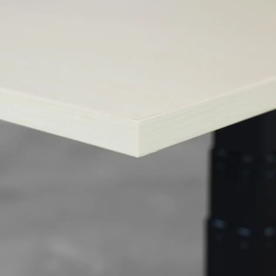 Elektrisch verstelbaar bureau - 140x80 cm - Single motor - Wit / Licht eiken