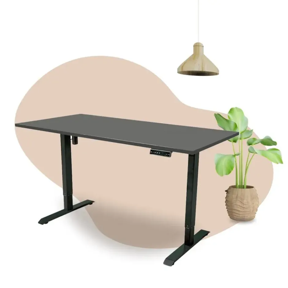 Elektrisch verstelbaar bureau - 180x80 cm - Single motor - Zwart / Antraciet