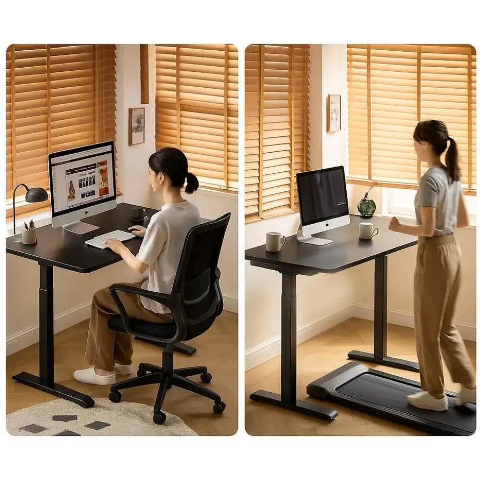 Elektrisch verstelbaar bureau - 180x80 cm - Single motor - Zwart / Antraciet