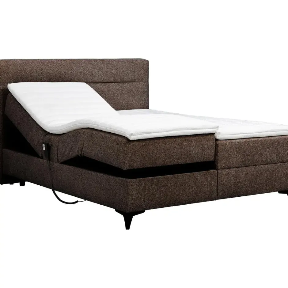 Elektrisch verstelbare boxspring Bergen 6-delig - donkerbruin - 180x210 cm